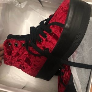 Red velvet Platform Jeffery Campbell Sneakers